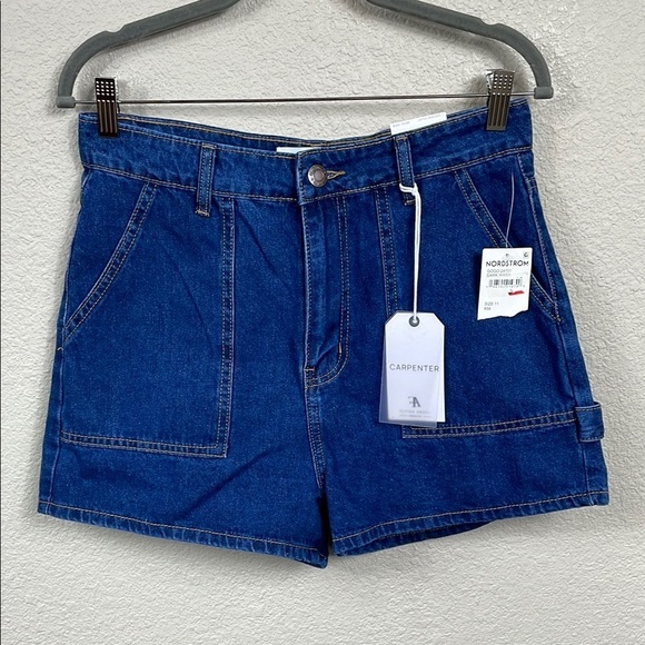 NWT Flying Angel Carpenter Denim Jean Shorts High Rise Sz 11 30 - Picture 1 of 12